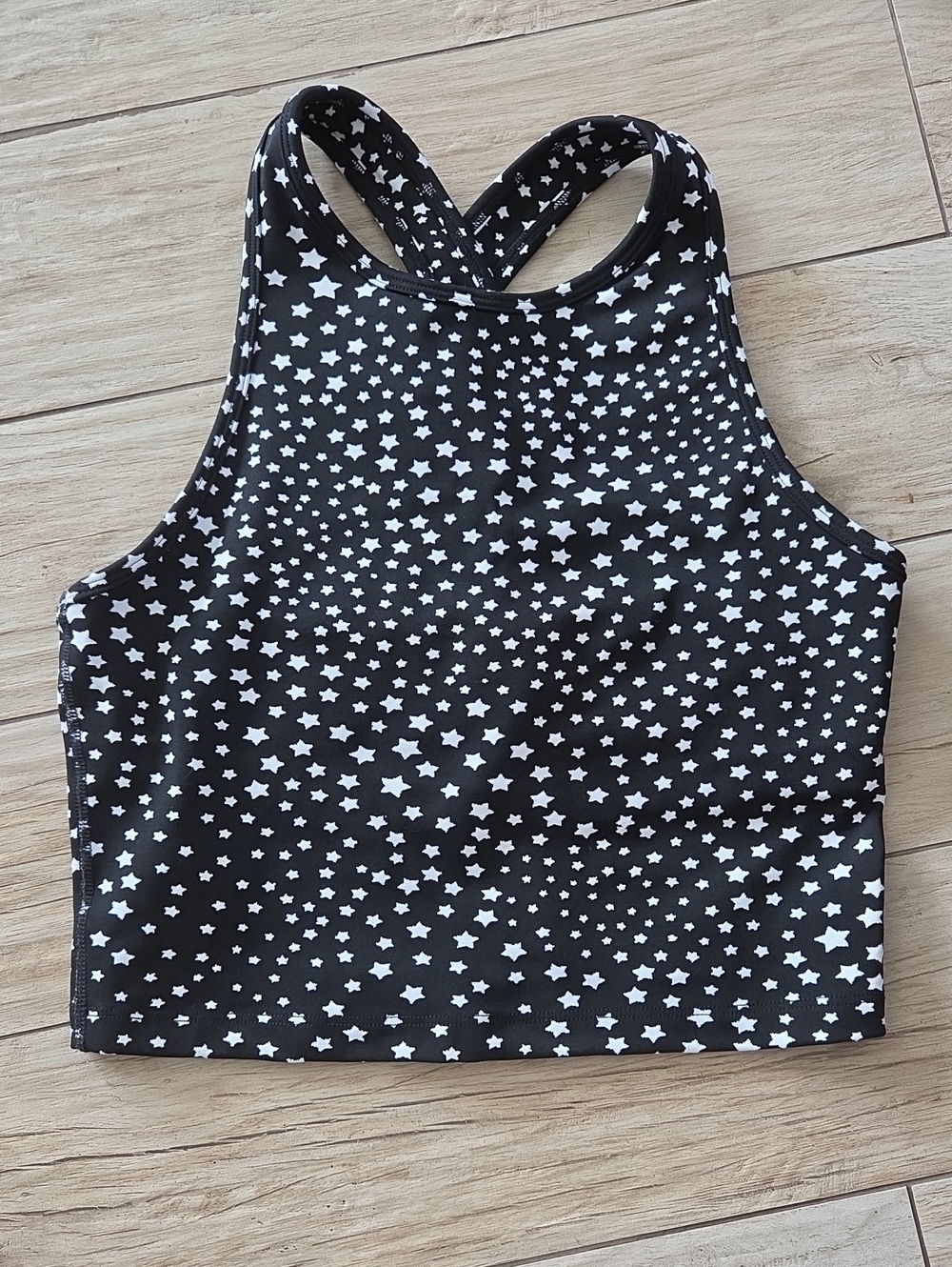 Beyond Yoga Black Star Print Cropped Tank Top Small